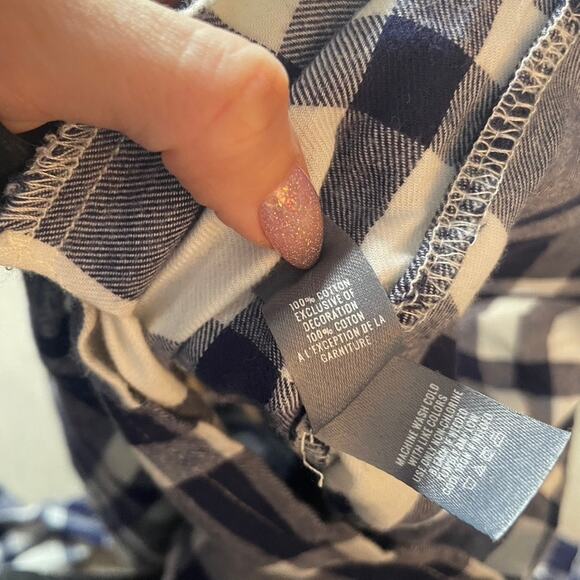 AERIE Blue White Plaid Romper Longsleeve Button Up XS Extra Small NWT - Picture 5 of 9